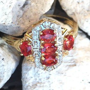 Genuine Ruby Ring 9K Yellow Gold Size 9 1.2 cts Natural Gemstones